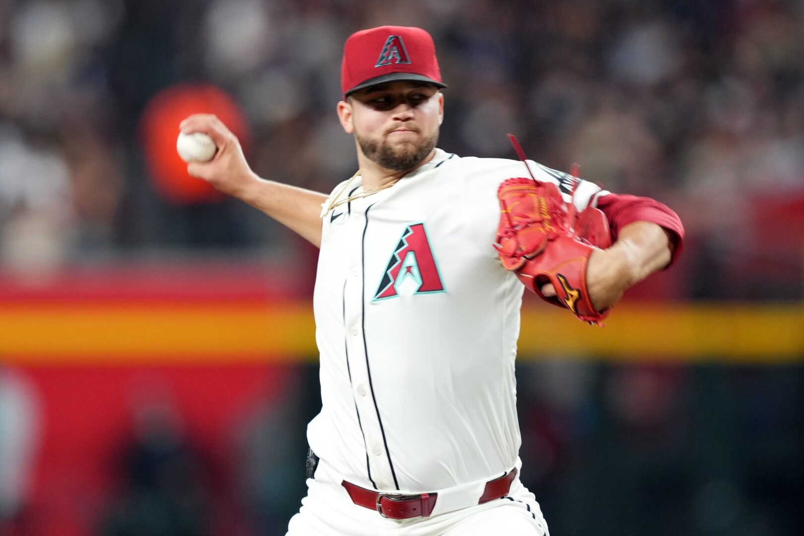 Arizona Diamondbacks starting pitcher Slade Cecconi throws a pitch against the San Diego Padres at Chase Field.
