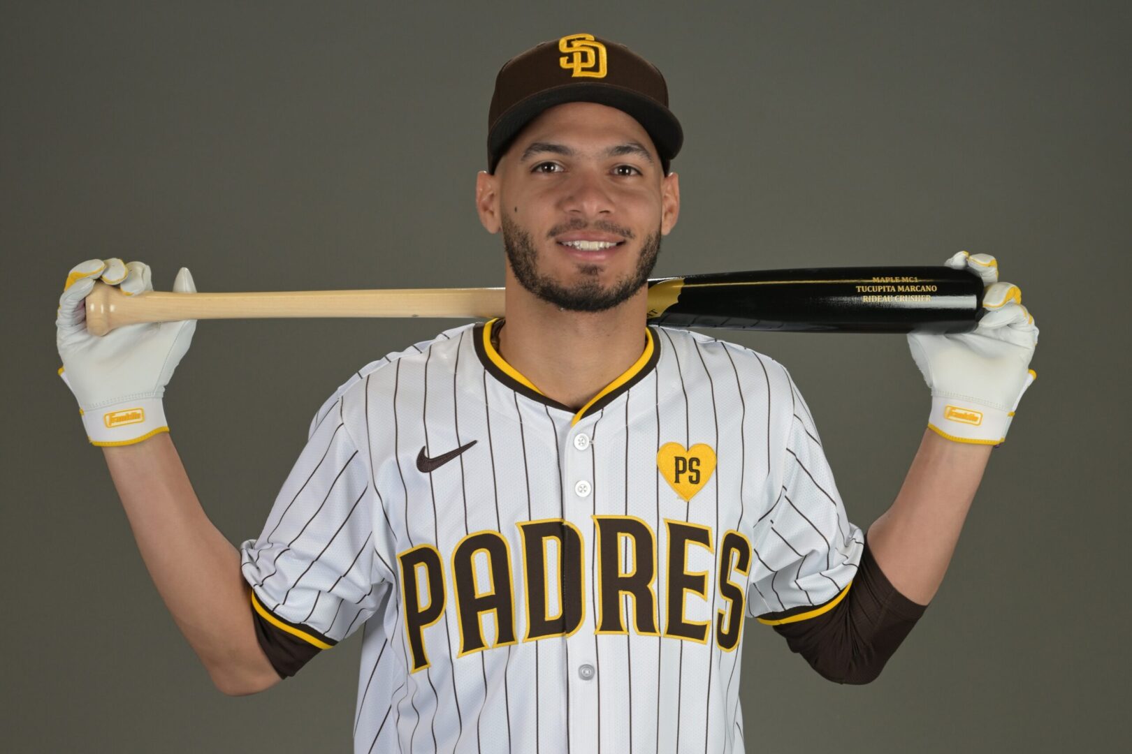 Tucupita Marcano poses for photo day with the San Diego Padres.