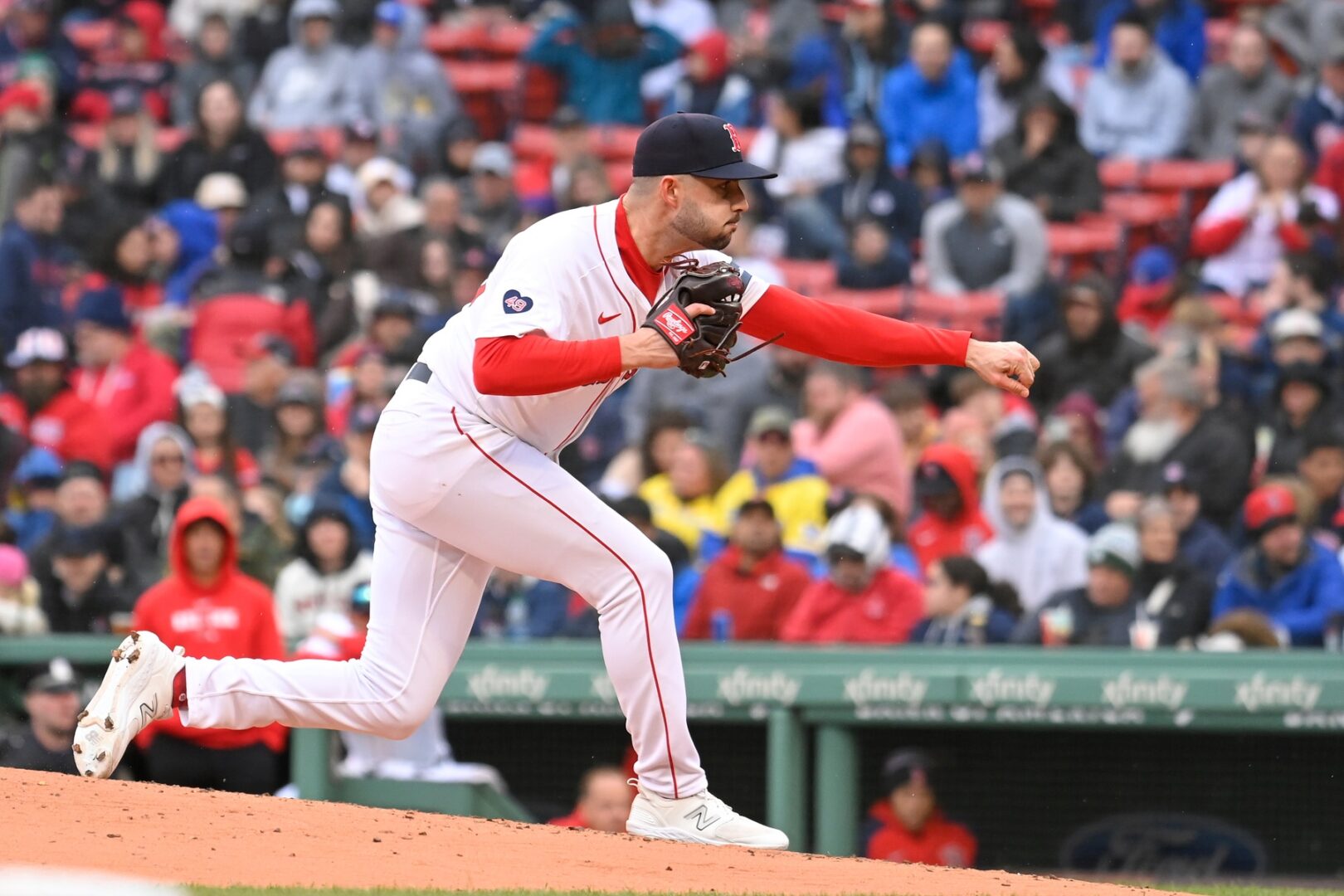 Joe Jacques pitches for the Boston Red Sox.