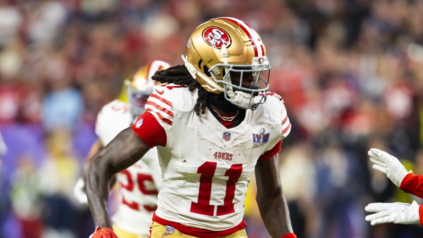 49ers receiver Brandon Aiyuk in Super Bowl LVIII in Allegiant Stadium, Las Vegas.