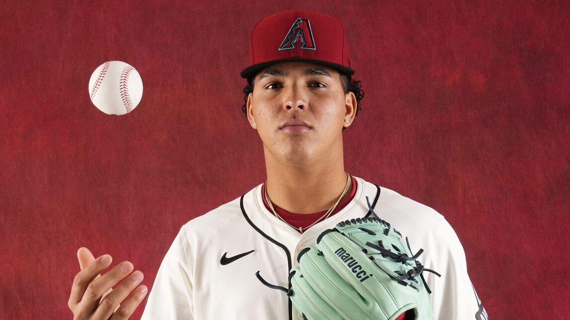 Diamondbacks right-hander Cristian Mena on photo day at Salt River Fields at Talking Stick.