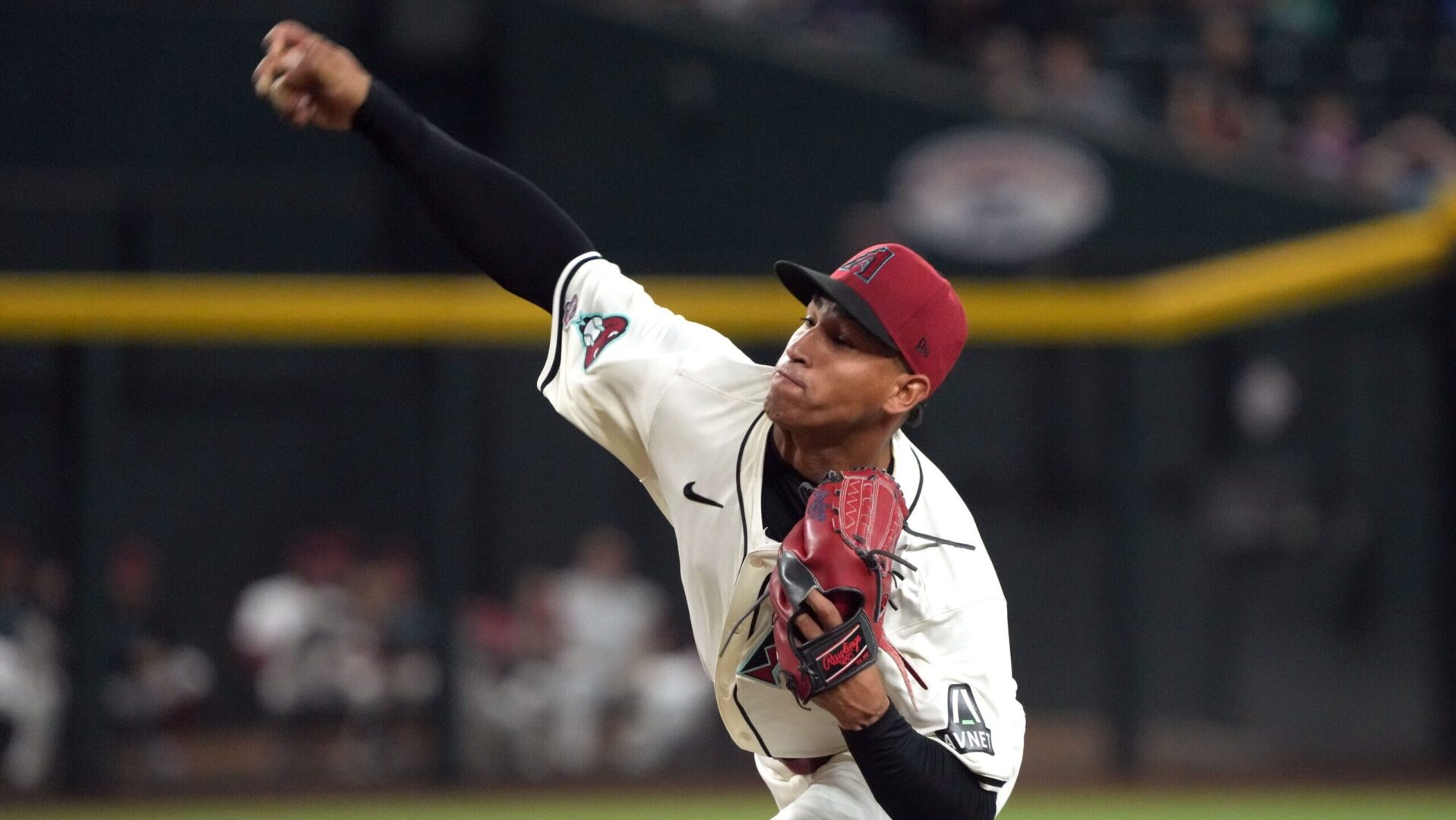 Diamondbacks starting pitcher Yilber Diaz in his MLB debut against the Atlanta Braves.