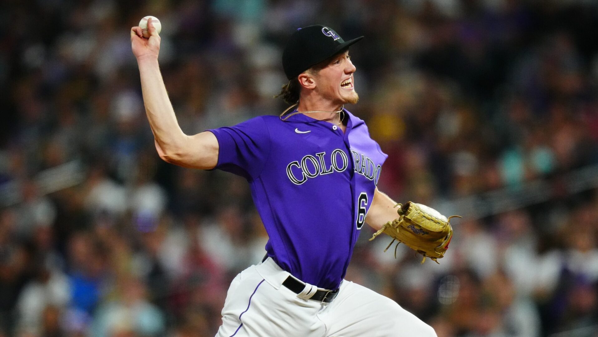 Gavin Hollowell pitches for the Colorado Rockies.