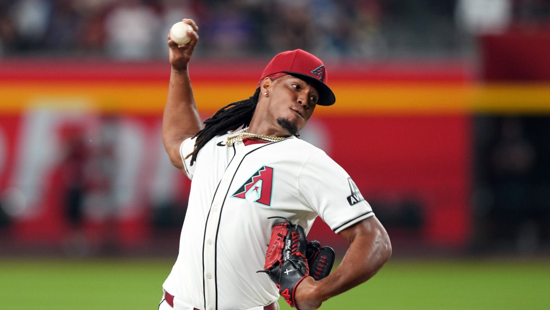 Arizona Diamondbacks right-hander Luis Frias pitches at Chase Field.