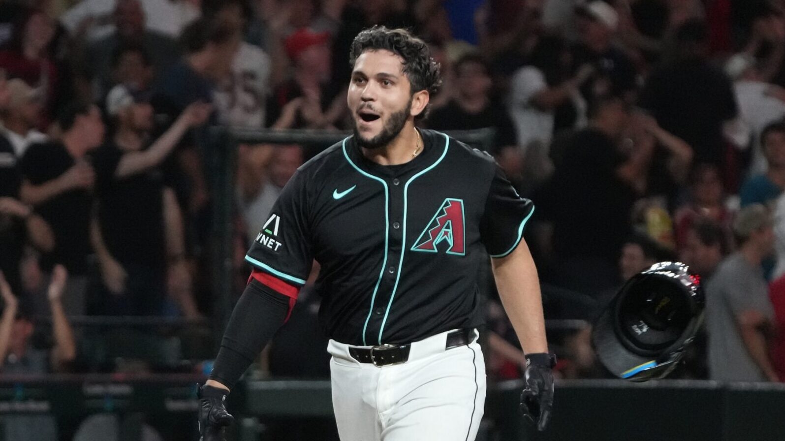 Arizona Diamondbacks catcher Adrian Del Castillo rounds the bases after his walk-off home run beats the Phillies 3-2 at Chase Field.