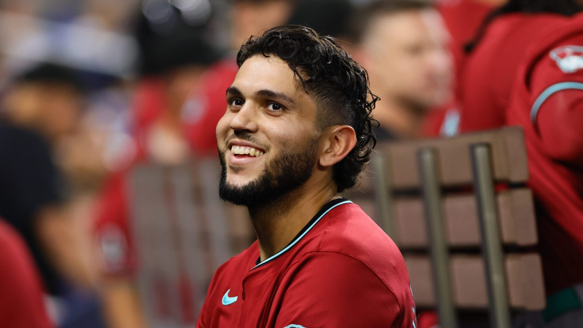 Adrian Del Castillo celebrates in the dugout after hitting a grand slam against the Miami Marlins at loanDepot Park.