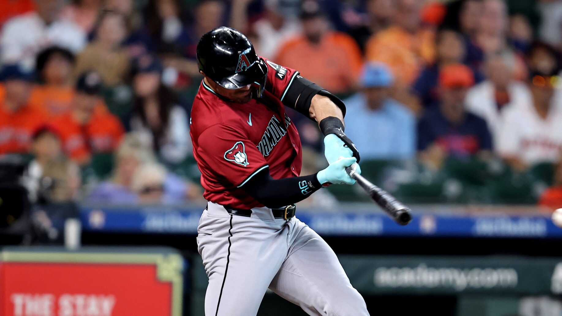 Randal Grichuk bats against the Houston Astros.