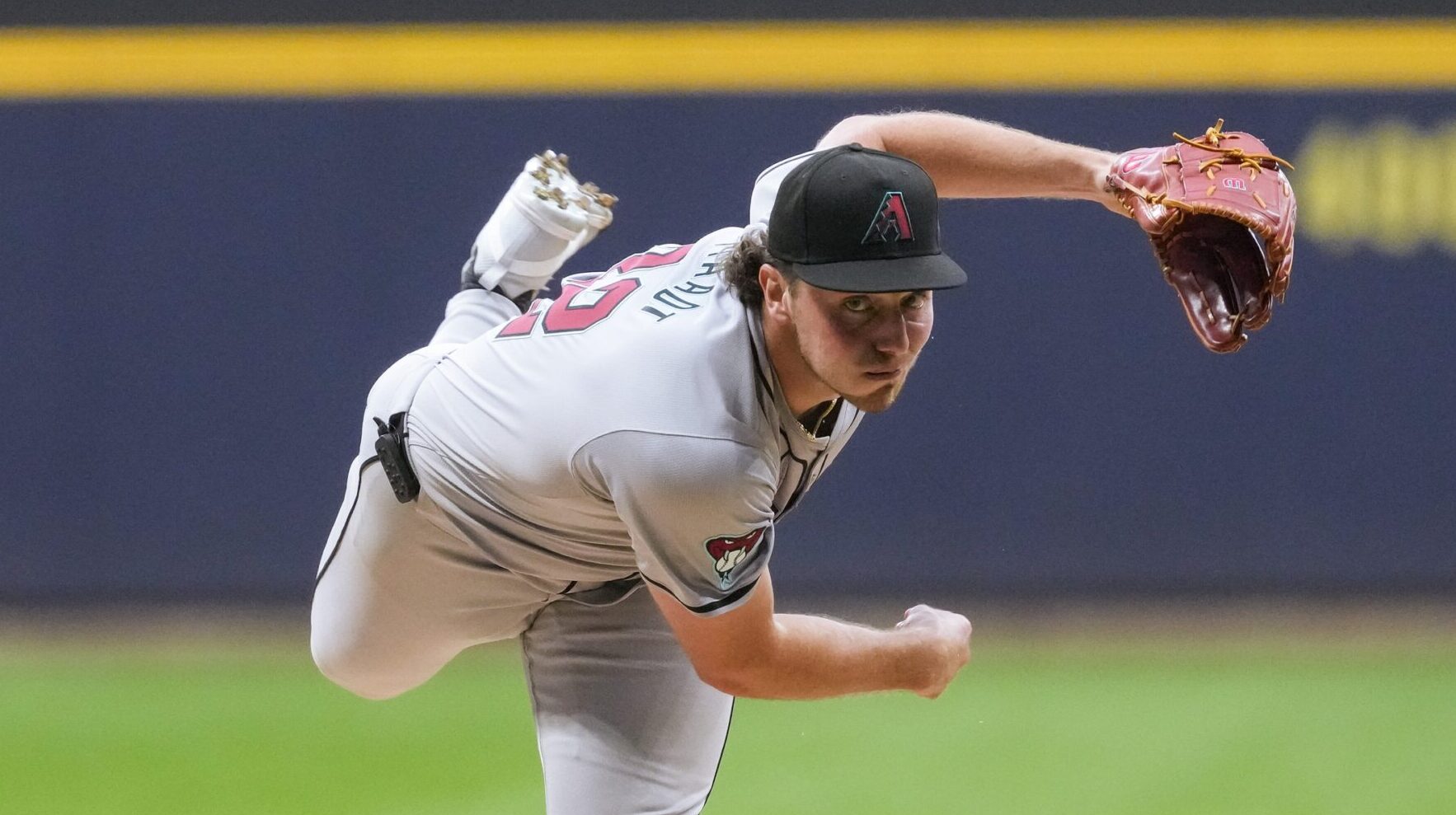 Diamondbacks right-hander Brandon Pfaadt pitches against the Milwaukee Brewers at American Family Field.