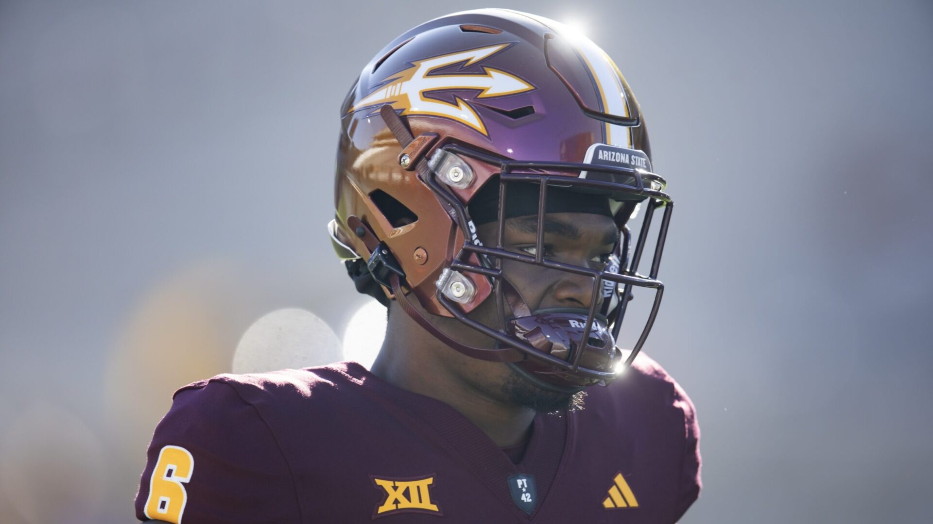 Oct 5, 2024; Tempe, Arizona, USA; Arizona State Sun Devils quarterback Jeff Sims (6) against the Kansas Jayhawks at Mountain America Stadium. Mandatory Credit: Mark J. Rebilas-Imagn Images