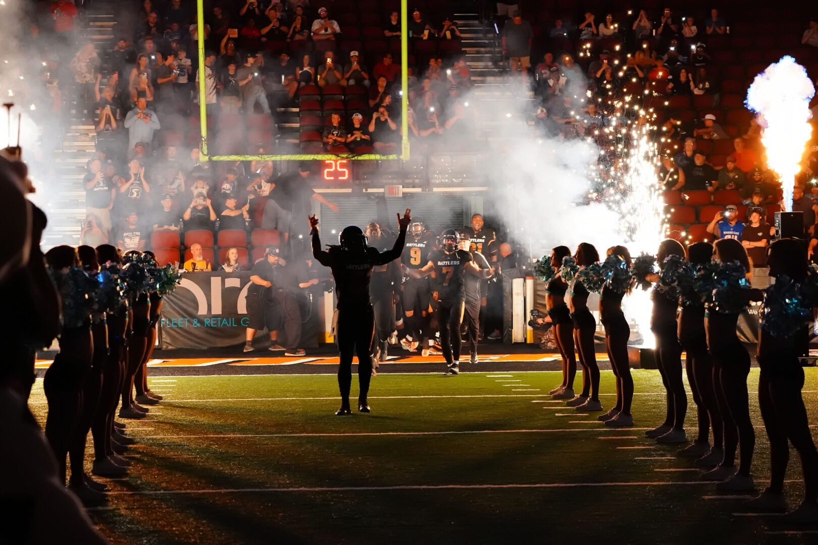 The Arizona Rattlers come out to the field before facing the Northern Arizona Wranglers on April 26, 2025. Credits: Matt Hinshaw/Arizona Rattlers