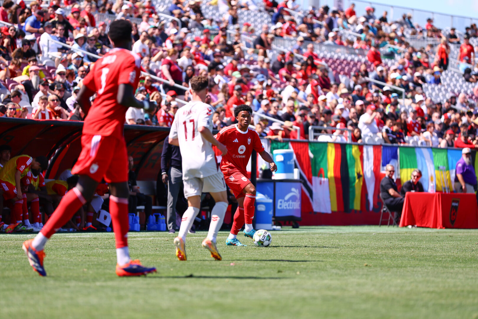 Phoenix Rising's Collin Smith (2) dribbles the ball to pass to a teammate on April 19, 2025. Credits - Phoenix Rising FC