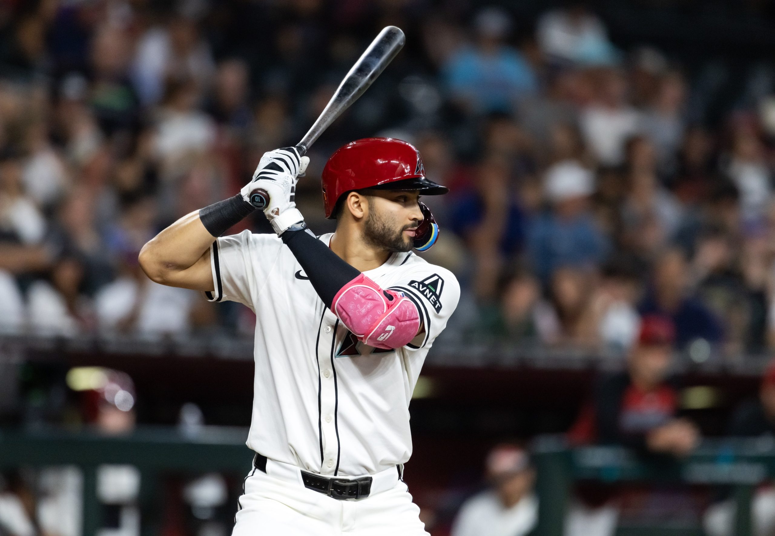 May 27, 2025; Phoenix, Arizona, USA; Arizona Diamondbacks second baseman Jordan Lawlar against the Pittsburgh Pirates at Chase Field. Mandatory Credit: Mark J. Rebilas-Imagn Images