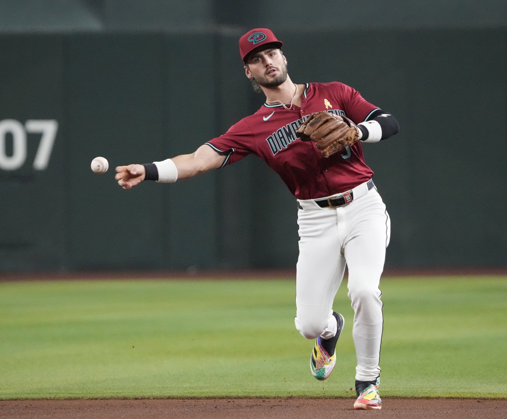 Arizona Diamondbacks second baseman Blaze Alexander (9) throws to first during the first inning against the Boston Red Sox at Chase Field on Sept. 7, 2025. © Michael Chow/The Republic / USA TODAY NETWORK via Imagn Images