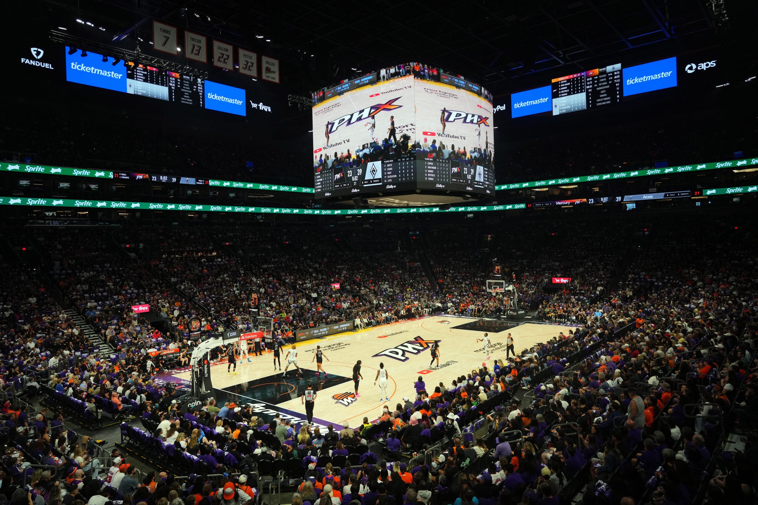 Oct 10, 2025; Phoenix, Arizona, USA; A general view during the first half of game four of the 2025 WNBA Finals between the Phoenix Mercury and the Las Vegas Aces at Mortgage Matchup Center. Mandatory Credit: Joe Camporeale-Imagn Images
