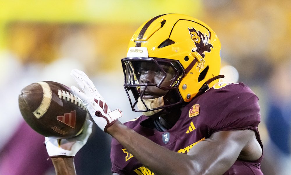 ASU DB Tony Louis-Nkuba in warmups before 2025 matchup against Arizona.