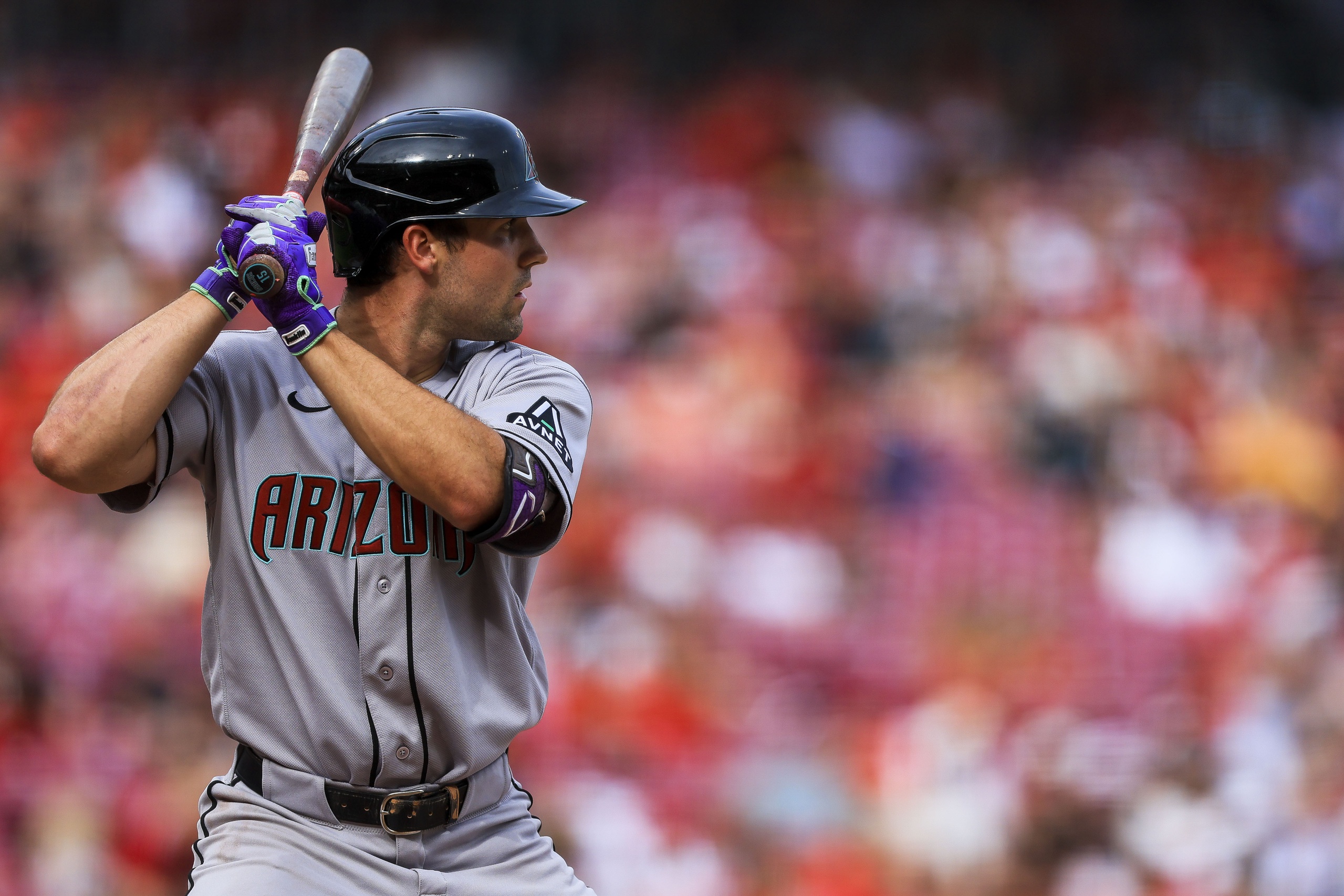 D-backs Ryan Waldschmidt Loudes Jun 13, 2026; Cincinnati, Ohio, USA; Arizona Diamondbacks outfielder Ryan Waldschmidt (15) at bat in the seventh inning against the Cincinnati Reds at Great American Ball Park. Mandatory Credit: Katie Stratman-Imagn Images
