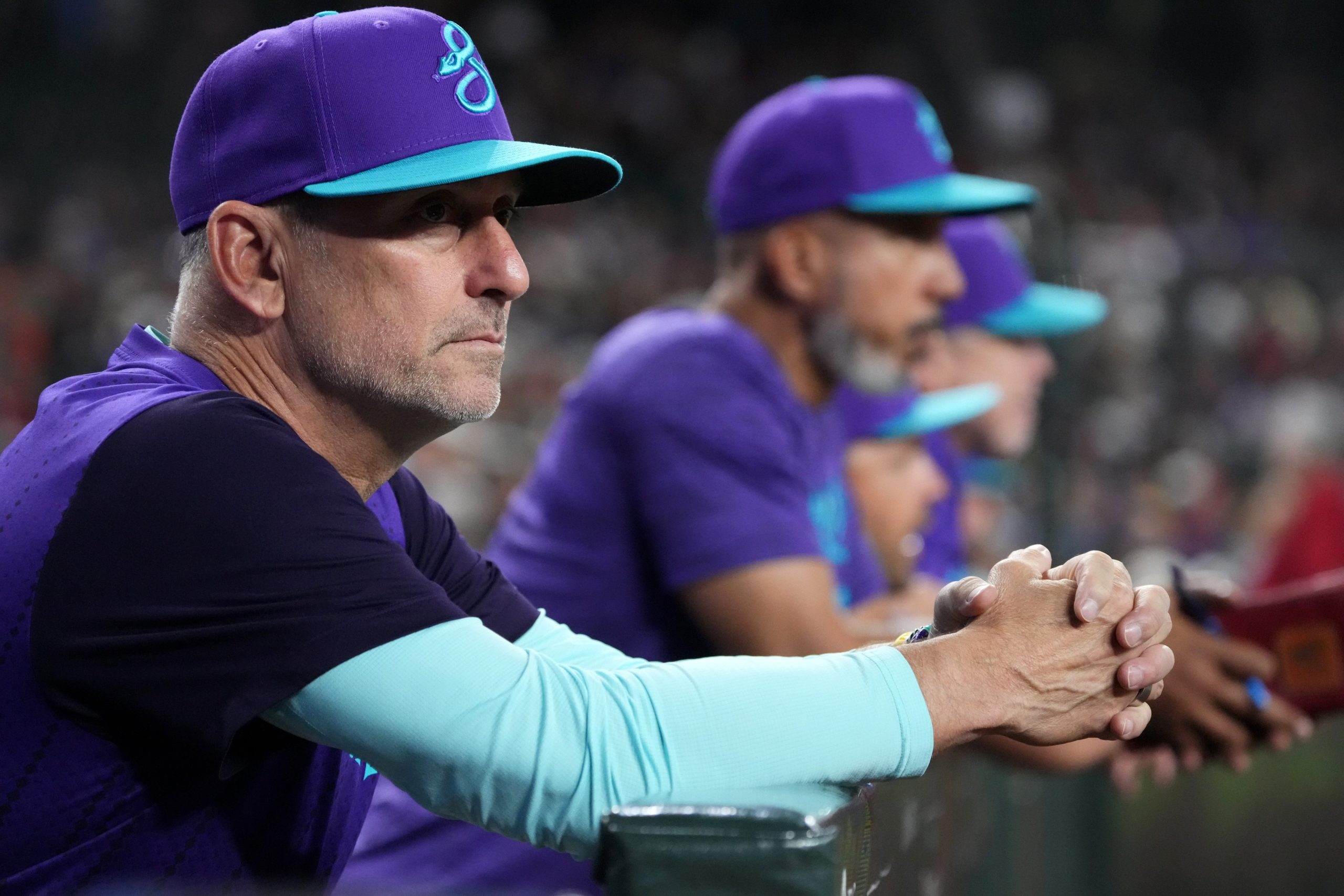 Arizona Diamondbacks manager Torey Lovullo watches his team from the dugout as they play against the Milwaukee Brewers at Chase Field in Phoenix, on July 3, 2026. Credits: Joe Rondone/The Republic / USA TODAY NETWORK via Imagn Images
