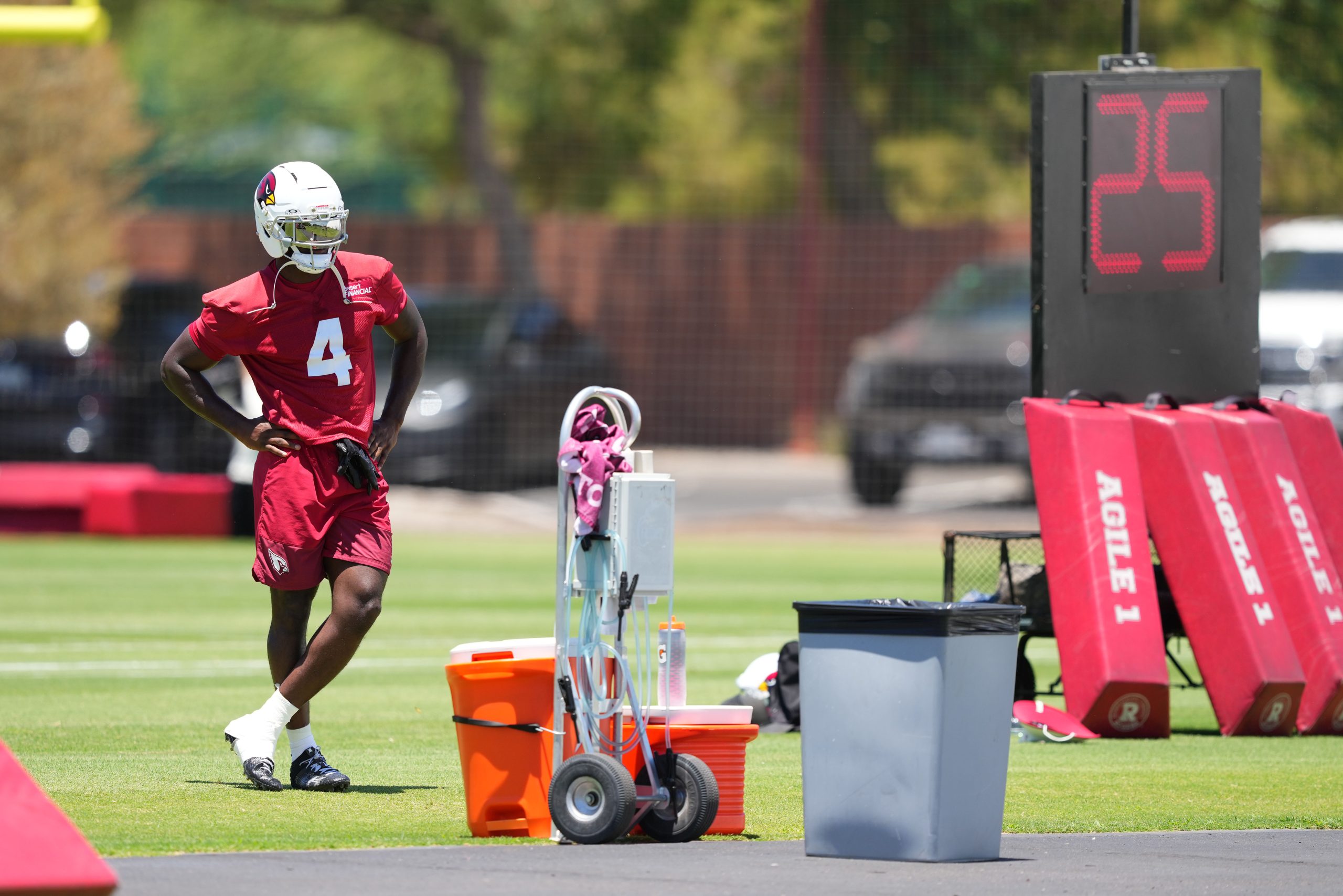 Jun 9, 2026; Tempe, AZ, USA; Arizona Cardinals running back Jeremiyah Love during minicamp at Arizona Cardinals Training Center. Mandatory Credit: Joe Camporeale-Imagn Images
